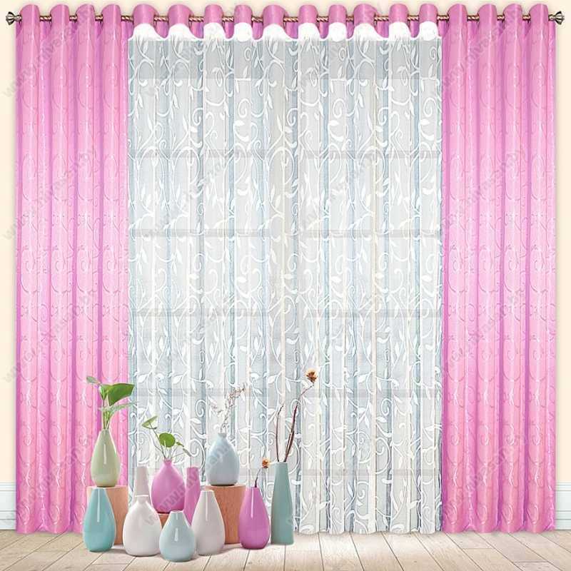 Штора  «Рига» на люверсах Розовый