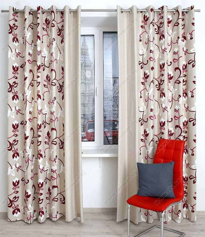 Шторы "Изольда" на люверсах (тюльпан) Бордовый тюльпан