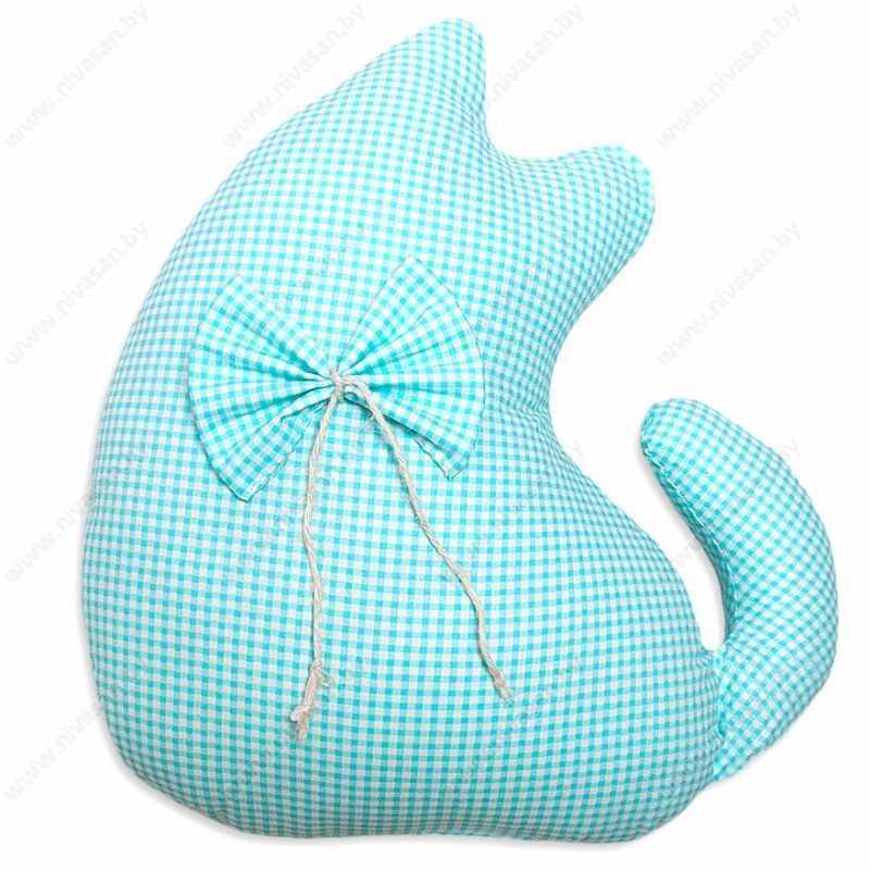 Декоративная подушка "Кошка" Голубой (хлопок 100%)