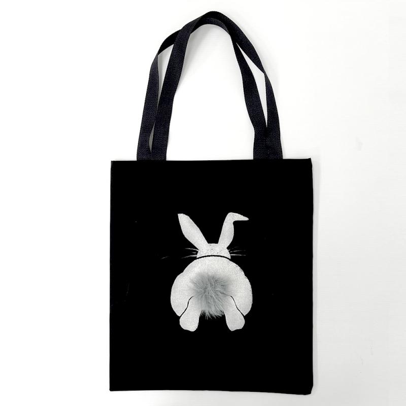 Сумка-шоппер  "Кролик" (печать) Хвостик серый